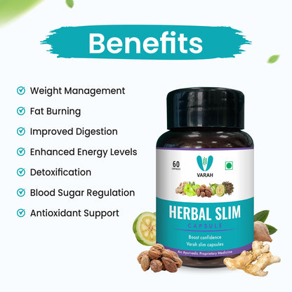 VARAH HEALTHCARE Herbal Slim Capsules - Natural Weight Management Formula | 60 Capsules | Supports Healthy Weight Loss & Metabolism