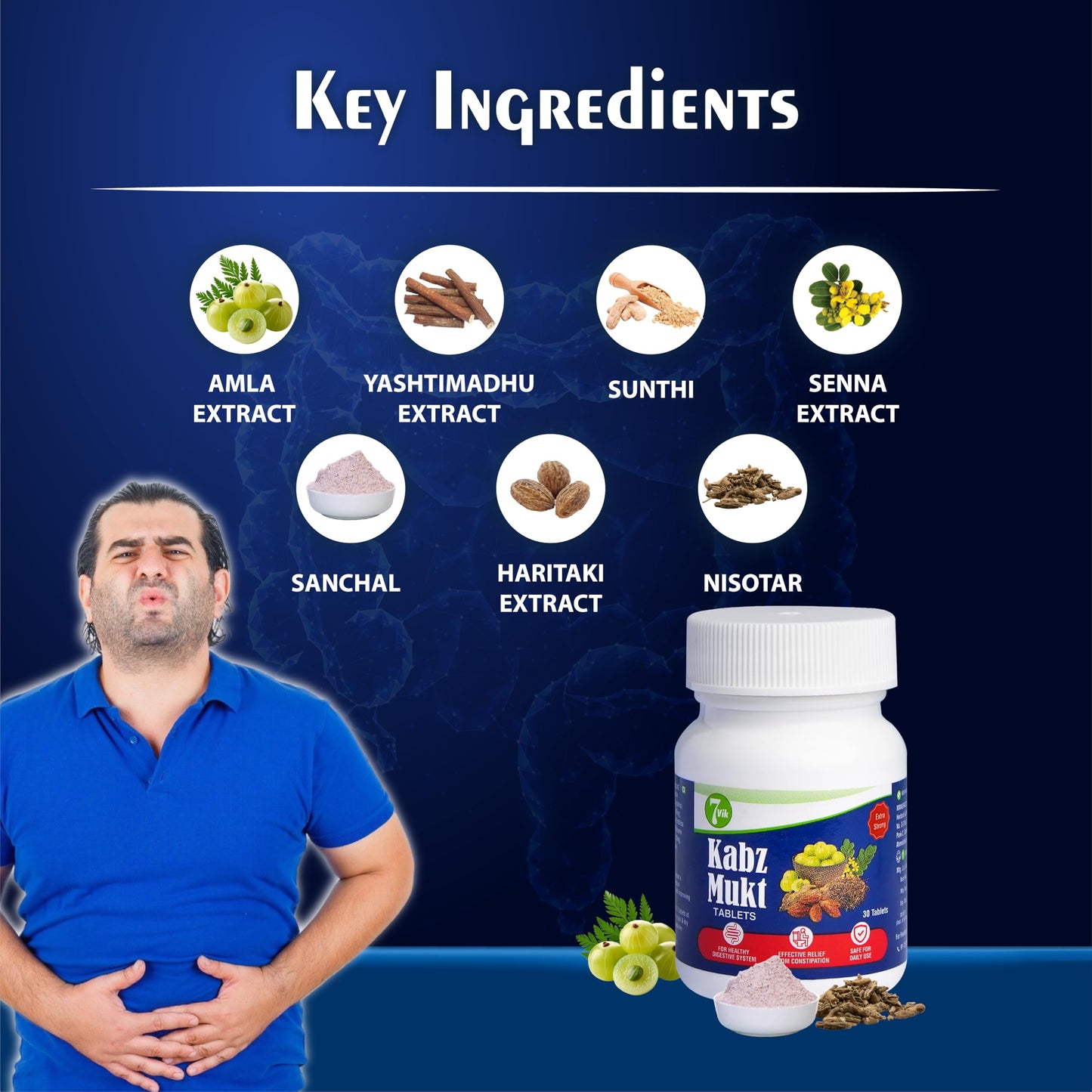 Kabz Mukt 30 Tablets Ayurvedic Constipation Relief | Supports Digestive Health | Clears Colon | Regulates Digestion | Addresses Low Fiber Diet (Pack of 3, Normal)