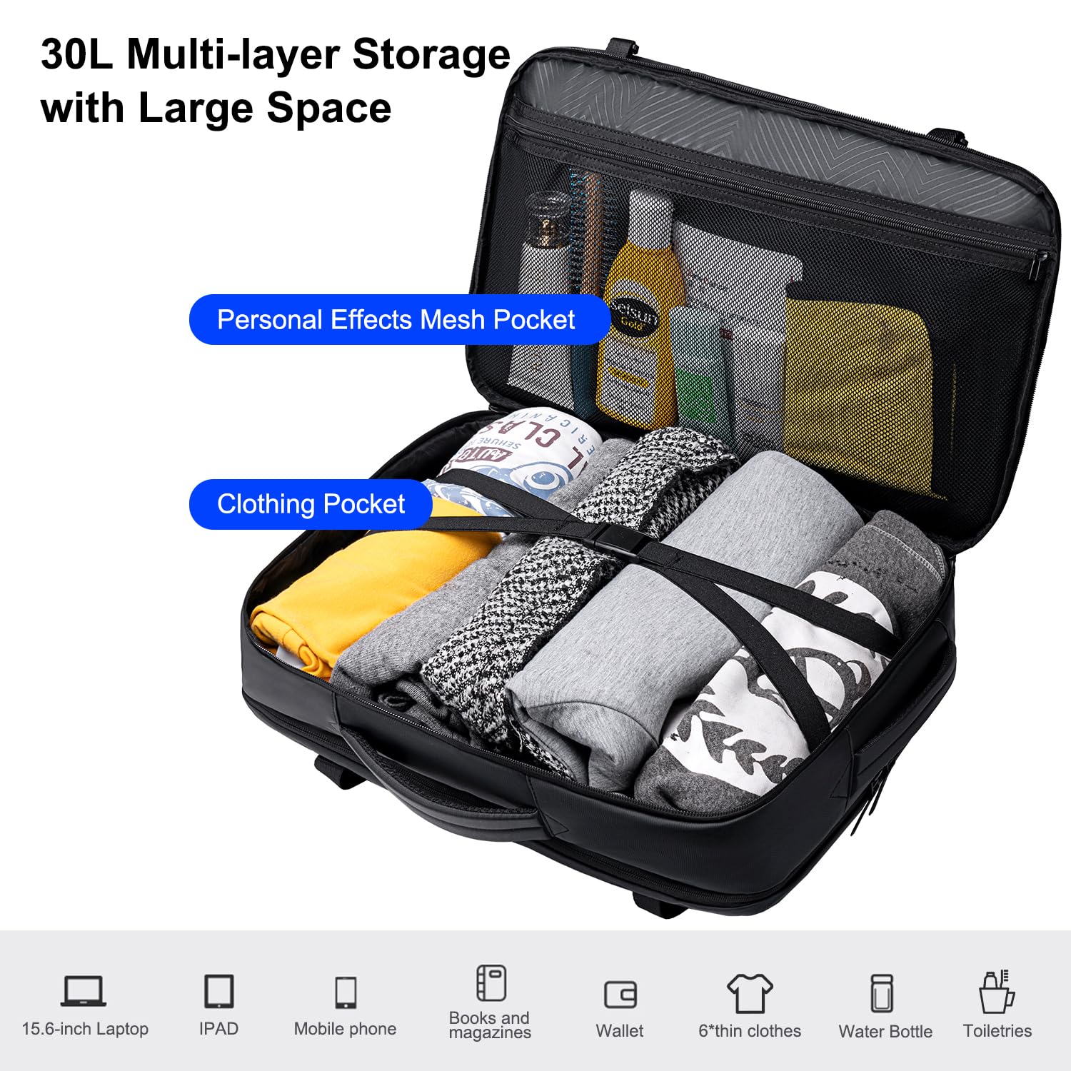 GOLDEN WOLF Travel Backpack for Men Large 30L Multi-Functional Water-re- image 7