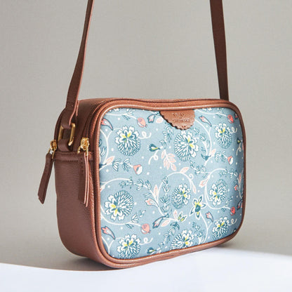 TEAL BY CHUMBAK Women's Sling Bag, Printed Canvas Crossbody Bag with PU Accents, Lightweight and Stylish Shoulder Bag with Zipper Closure for College, Office, Travel and Daily Use