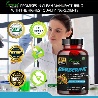 Humming Herbs Berberine | 8in1 | 90 Caps | 13100mg | with Bitter Melon,- image 6