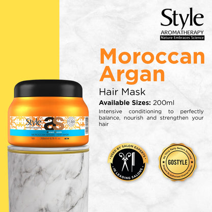 STYLE AROMATHERAPY Professional Moroccan Argan Argan Oil Hair Mask 200 Ml | Moroccan Argan Hair Treatment Mask For Dry, Dull & Frizzy Hair, 1 Count