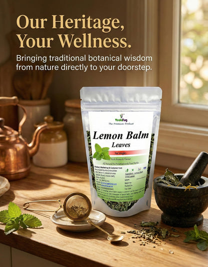 VY VedaYug Lemon Blam Tea 100gm (100+ Cups) | Improves Digestion | Relives Stress | Caffine Free Lemon Balm Leaves -100gm