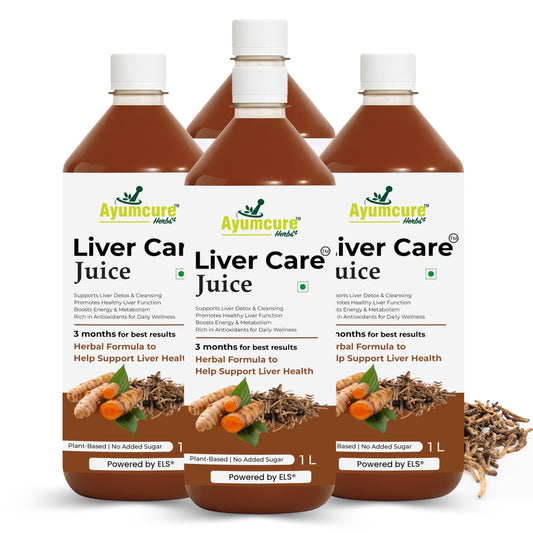 Ayumcure Liver Care Juice | Ayurvedic Herbs Blend for Natural Antioxidant Support, Liver Detox & Cleansing | Aloe Vera, Turmeric, Bhui Amla, Kalmegh & More Powerful Herbs | 1L (Pack of 4)