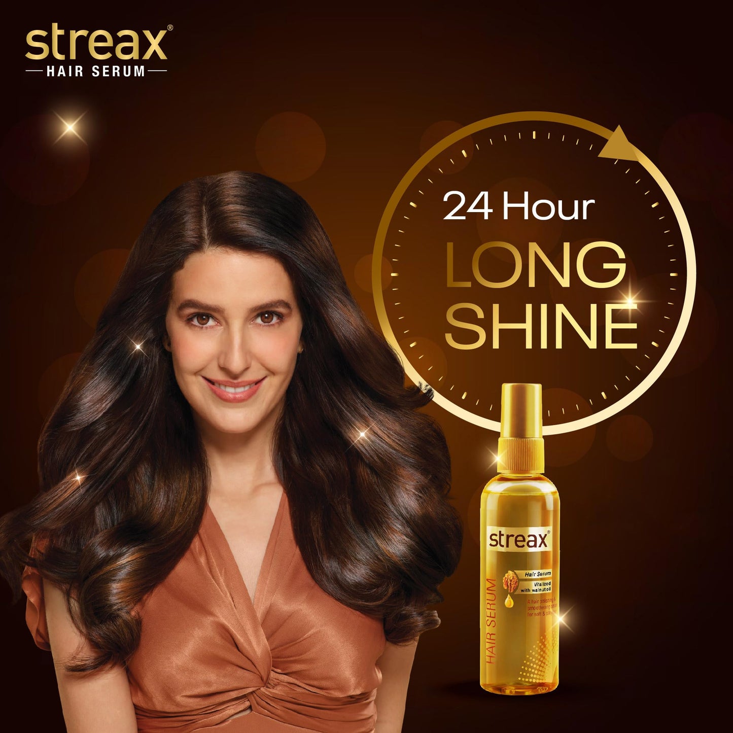 Streax Hair Serum-200 ml Vitalized with Walnut Oil, For Hair Smoothening & Shine, For Dry & Frizzy Hair