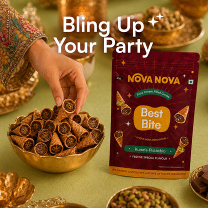 Nova Nova Best Bite Kunafa Pistachio Chocolate Filled Mini Cones 45g