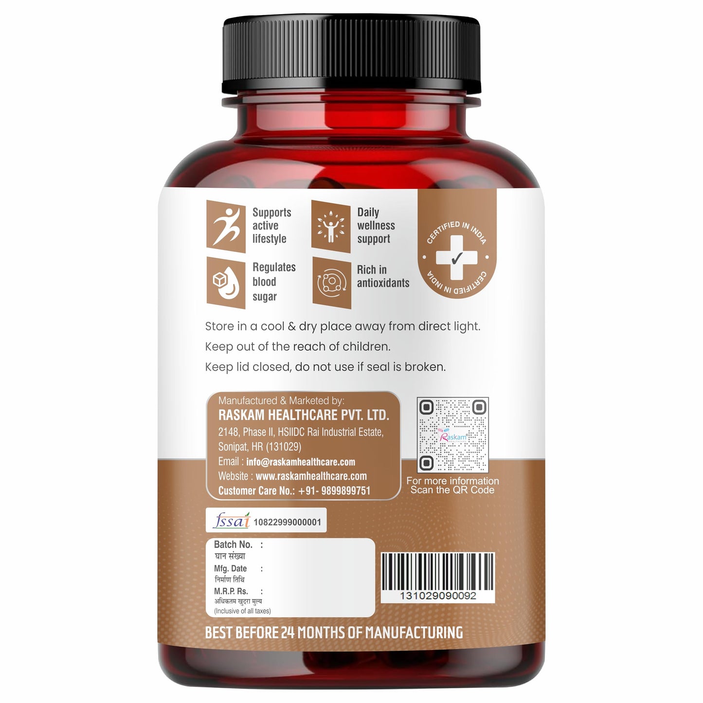 Raskam Black Garlic Capsules, Natural Superfood, 60 Veg Capsules, Improves Heart Health, Boosts Immune System