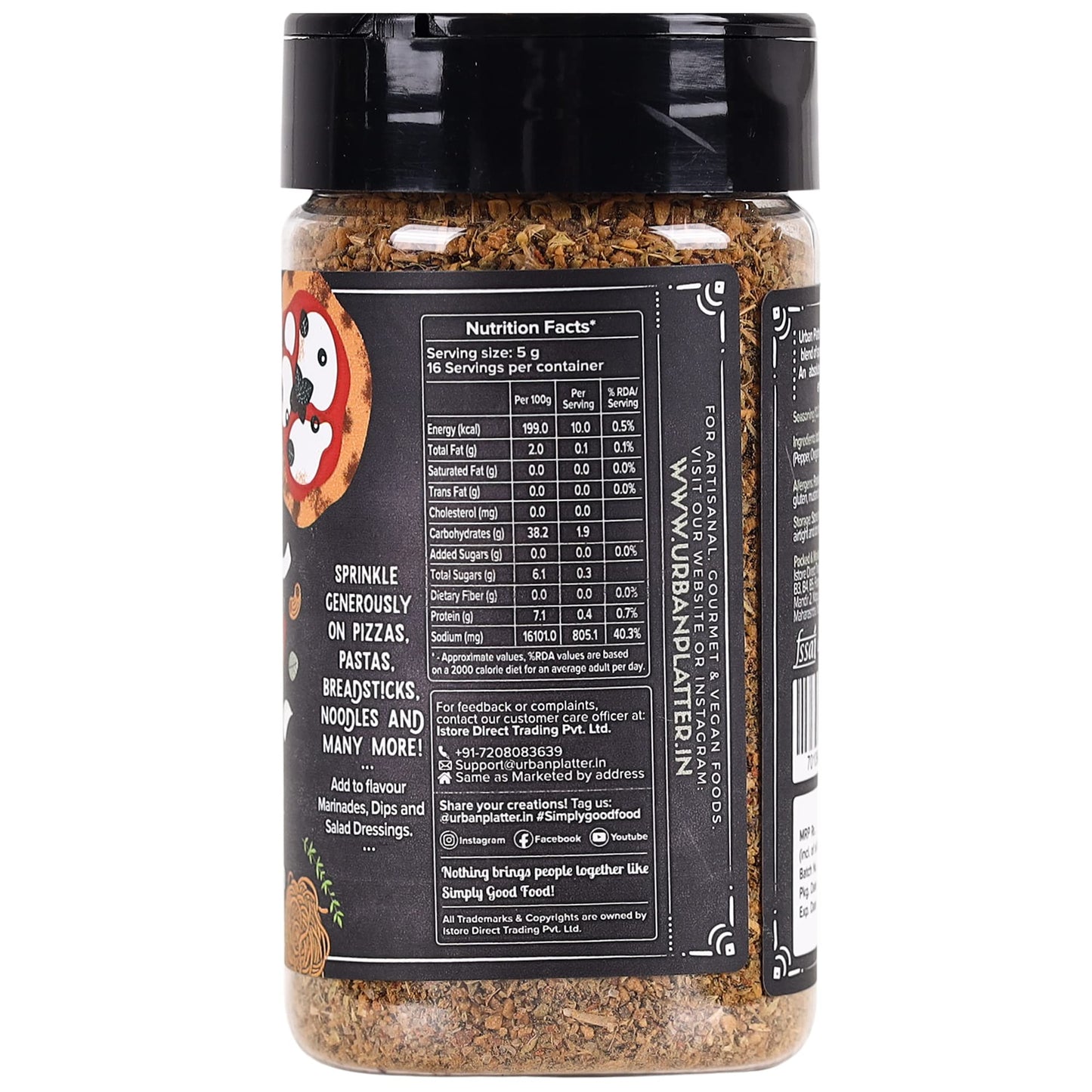Urban Platter Pizza Pasta Seasoning, 80g (Signature Italian-Style Seasoning | Multipurpose Herb & Spice Blend | MSG-Free)