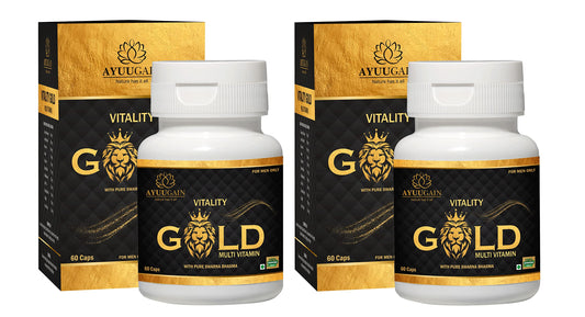 Ayuugain Vitality Gold Multivitamin Capsule for Men with Swarna Bhasma, Kesar, S
