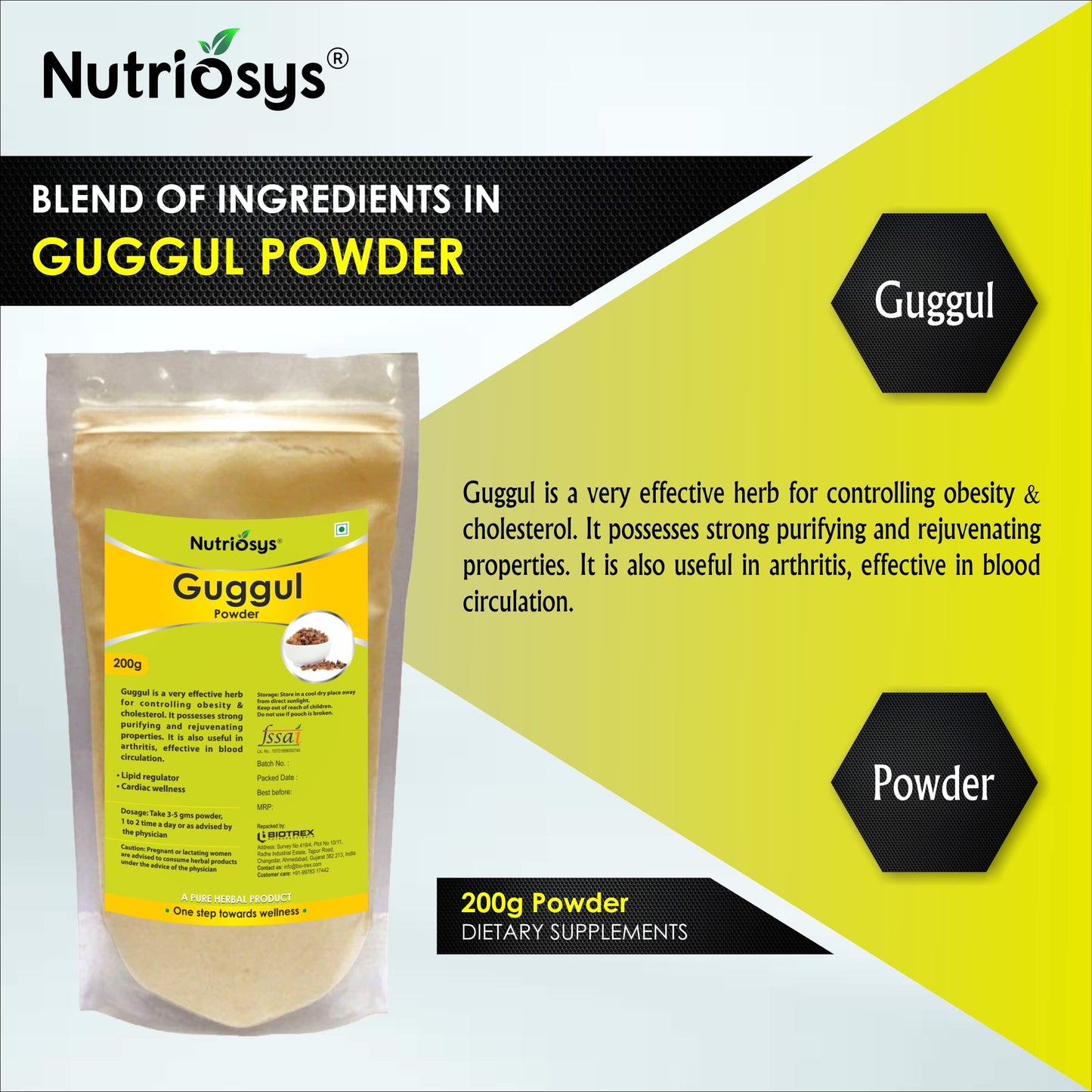 Nutriosys Guggul Powder - 200g Natural Guggal Powder for Weight Managem- image 8