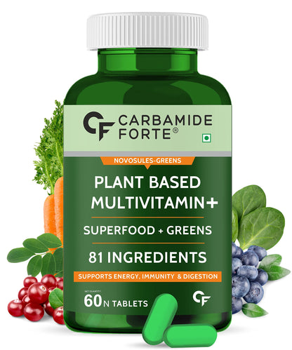 Carbamide Forte Plant Based Multivitamin with 81 Ingredients for Men & Women | Multivitamin for Men & Women - 60 Veg Tablets