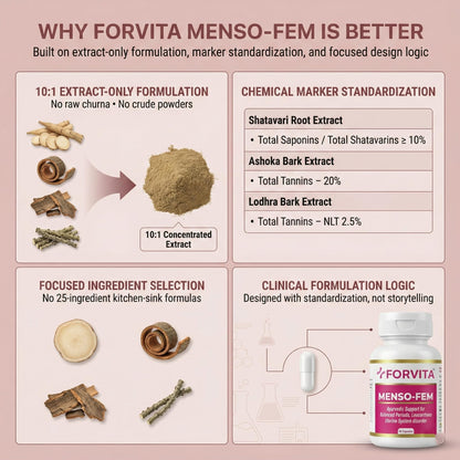 FORVITA Menso-Fem Ayurvedic Women's Wellness Capsules| Hormonal Balance Support for Women | Menstrual Cycle & PMS Support with Ashoka & Shatavari | 10:1 Herbal Extract | Menopause & Perimenopause Wellness| 60 Capsule