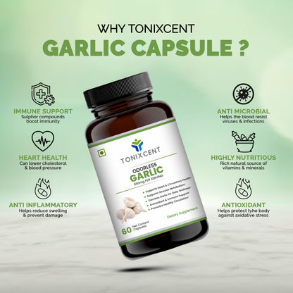 TONIXCENT Digestive Wellness Pair | Garlic 650mg & BitterMelon 1200mg Capsules | Regulates Blood Sugar, Supports Heart & Immunity | 60+60 Vegan Capsules