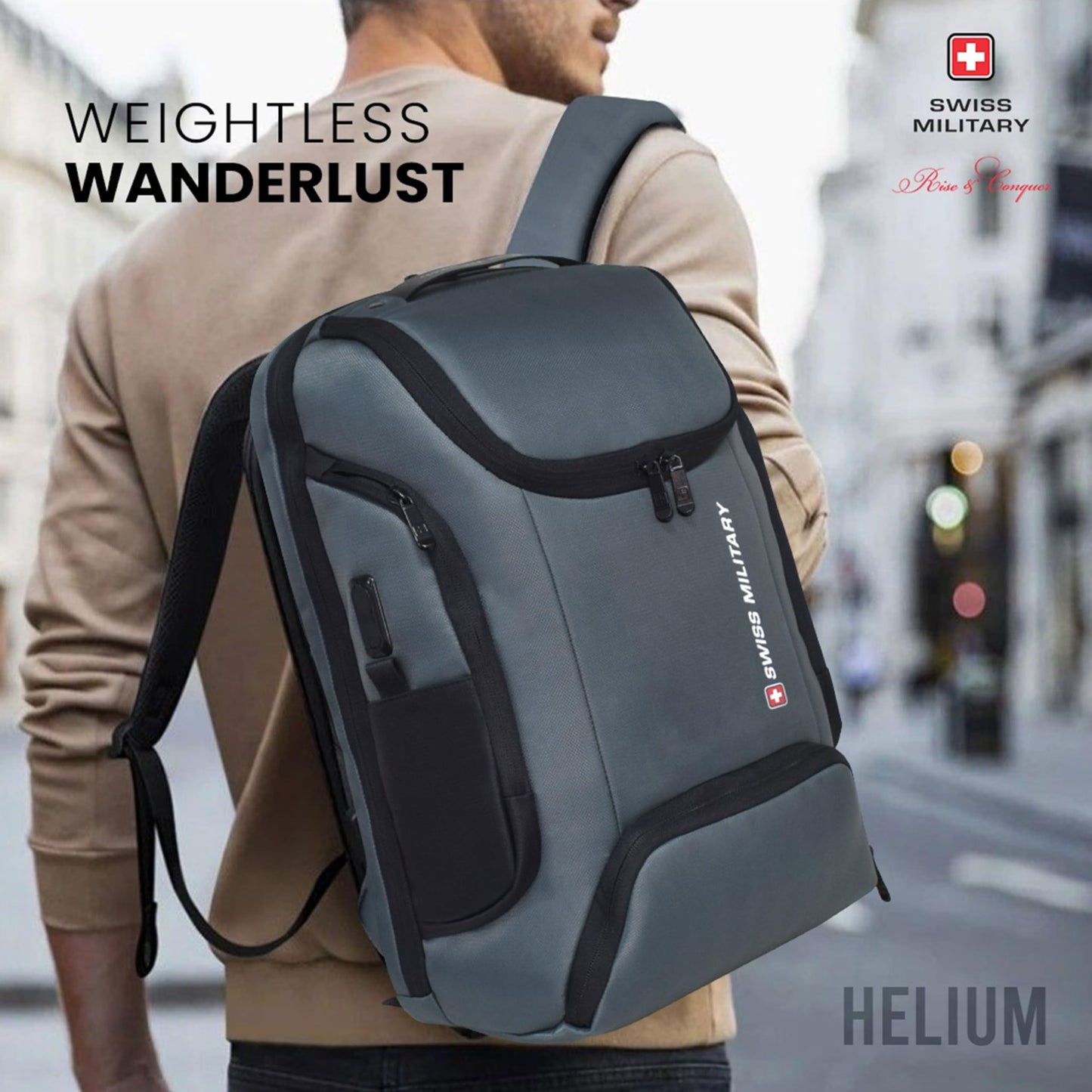 SWISS MILITARY Helium 21L Laptop Backpack Fits 15.6" Laptop USB Chargin- image 9