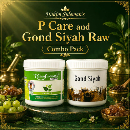 Hakim Suleman's P Care and Gond Siyah Raw Combo Pack | Herbal Lifestyle Essentials | Daily Wellness Value Duo