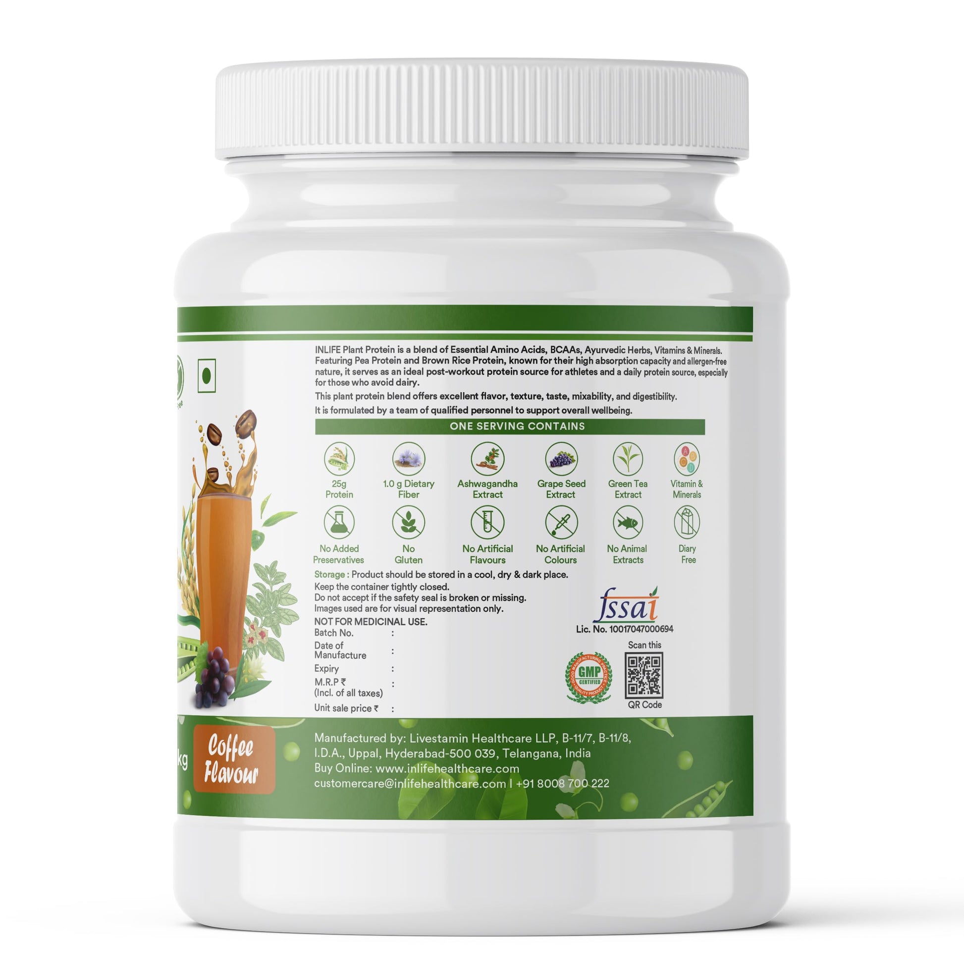 INLIFE Plant Protein Powder - Pea, Quinoa & Brown Rice - 25g Protein -- image 5