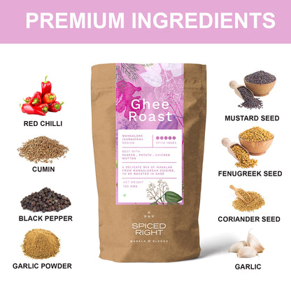 Spiced Right Mangalore Ghee Roast Masala 100g – Authentic South Indian Spice Blend for Chicken, Mutton, Prawn, Paneer & Veg Dishes – No Artificial Flavouring or Colouring