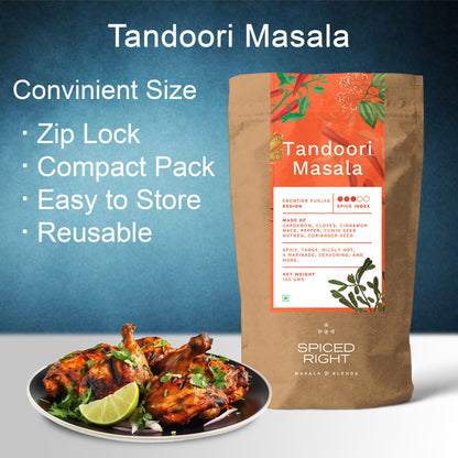 Spiced Right Tandoori Masala: 200g of Rich, Smoky Powder Masala with Garlic for Tikka, Tandoori Chicken & Paneer – Vibrant Red, Perfect for Marinating.