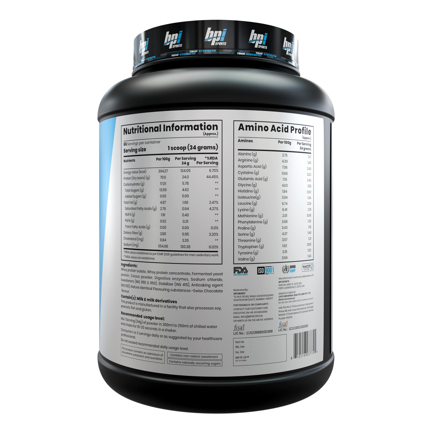 BPI Sports Best Protein Powder | Swiss Chocolate | 2.24kg (4.9 lbs) | 24g Protein Per Scoop | 66 Servings | Whey Protein Blend
