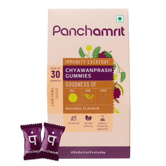 Panchamrit 100% Natural Chyawanprash Gummies - 30 Gummies(Pack of 1) | Boosts Immunity & Energy Levels along with Anti-ageing benefits | With 18+ Ayurvedic herbs & Vitamin C rich Amla For Kids & Adult