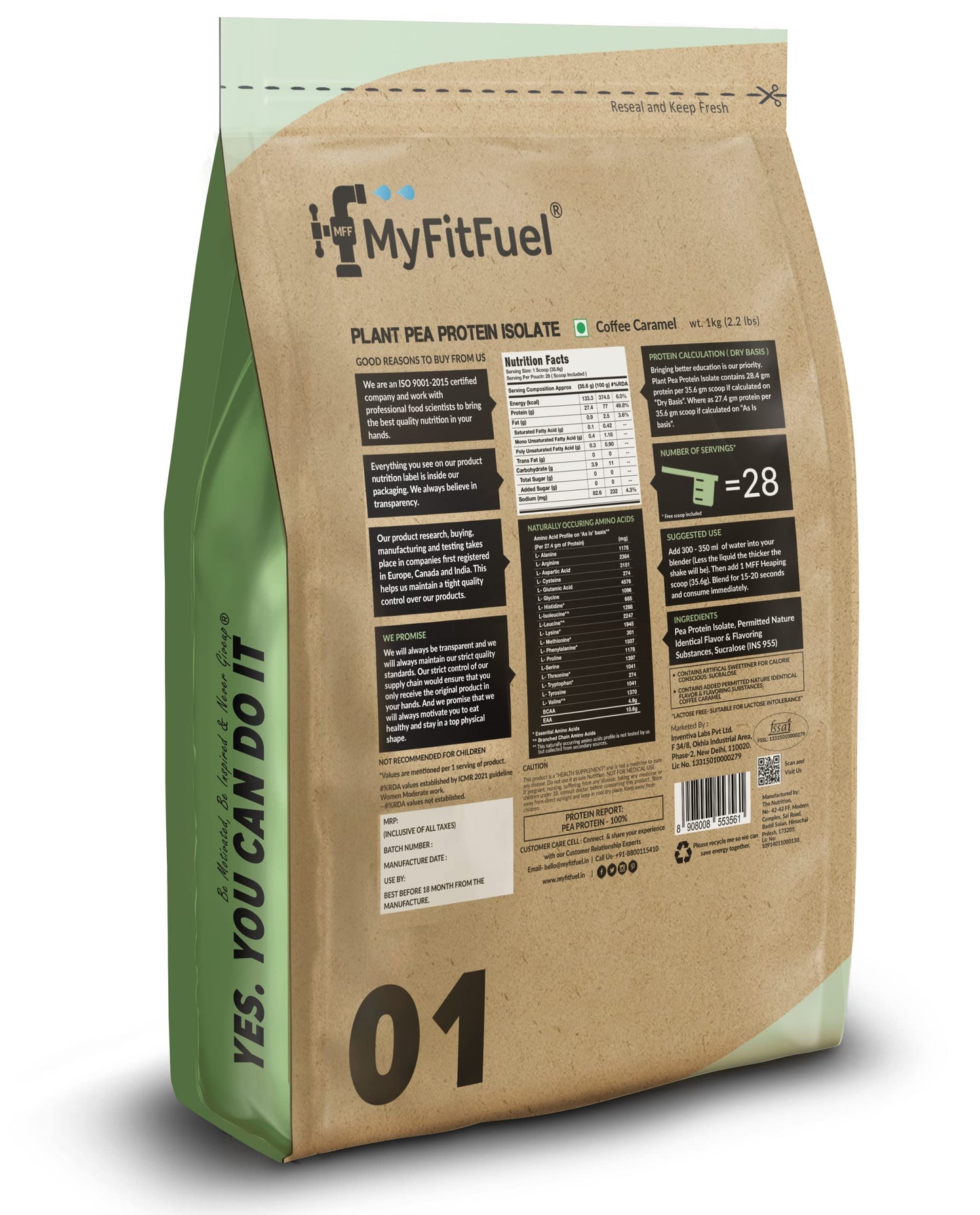 MyFitFuel Clean Plant Pea Protein Isolate (27.4g Protein, 4.9g BCAA, 10- image 3