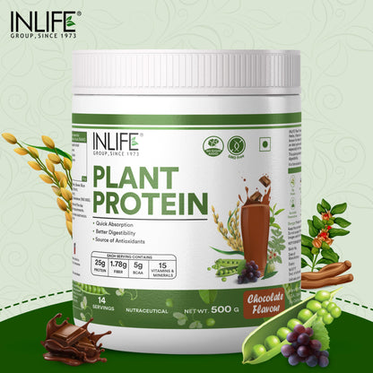 INLIFE Plant Protein Powder - Pea, Quinoa & Brown Rice - 25g Protein -- image 2