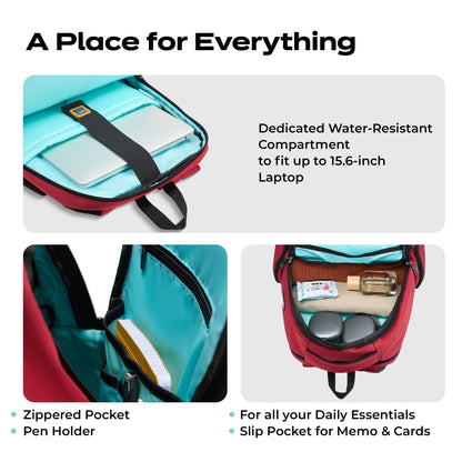 ONNIRICO Carbon Crest Water Resistant Laptop Backpack, 30.5L, Hard Red,- image 4