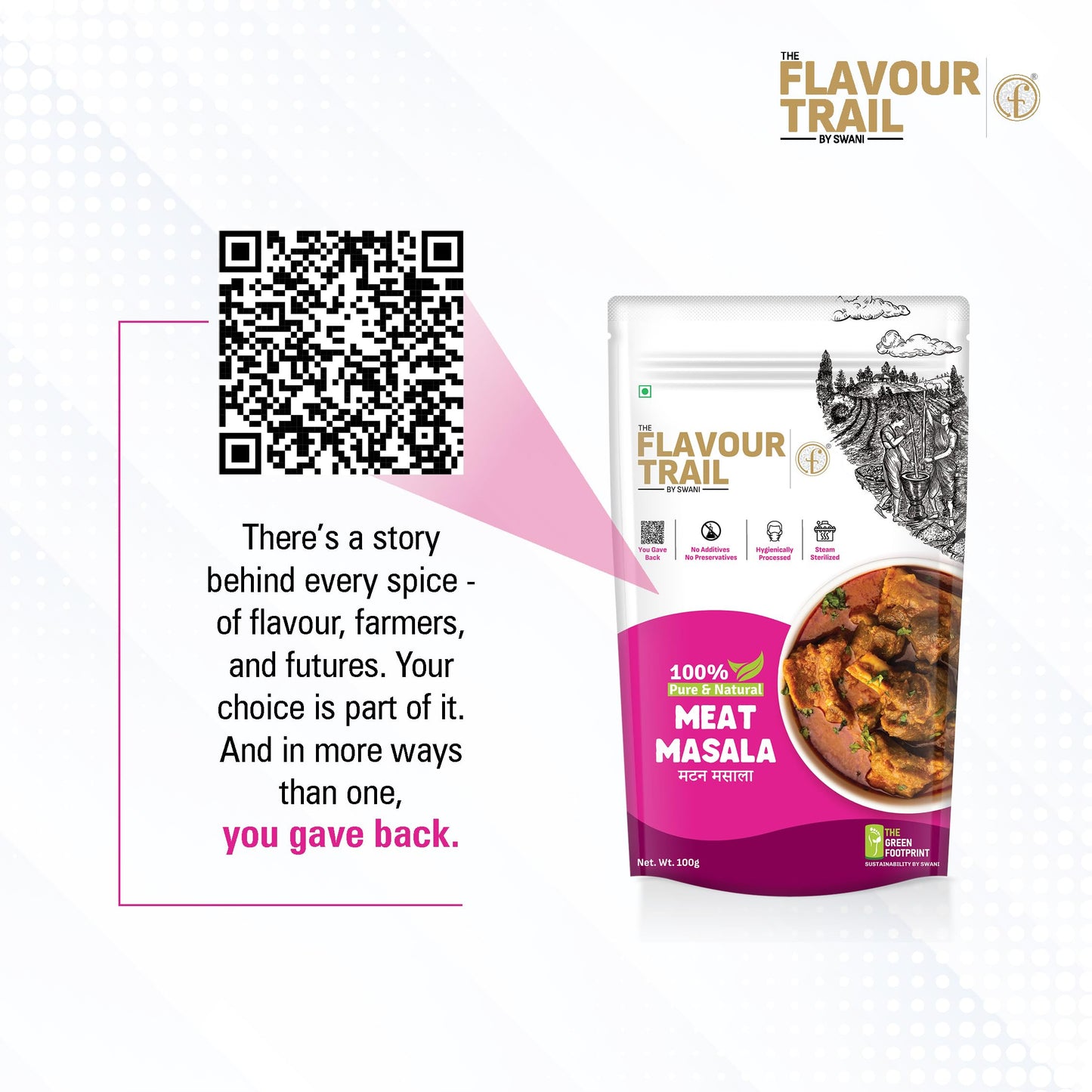 The Flavour Trail Pure & Natural Meat Masala |Bold & Fragrant Spice Mix for Curries, Gravies & Kebabs | No Nasties, Just Pure Flavours! 100g