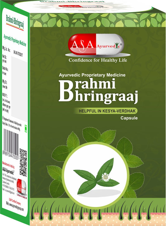 Bhringraj Capsules For Hair | Supports Healthy Hair for Women & Men | Brahmi & Bhringraj Natural Hair Vitamin Source | Helps Hair Fall Control & Hair Growth (60caps)