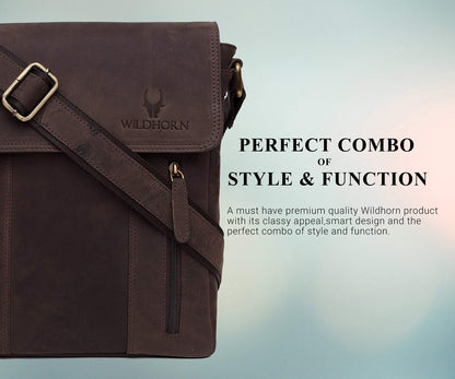 WildHorn Genuine Leather Sling Bag for Men | Stylish, Spacious & Built to Last | Adjustable Strap | 1-Year Warranty