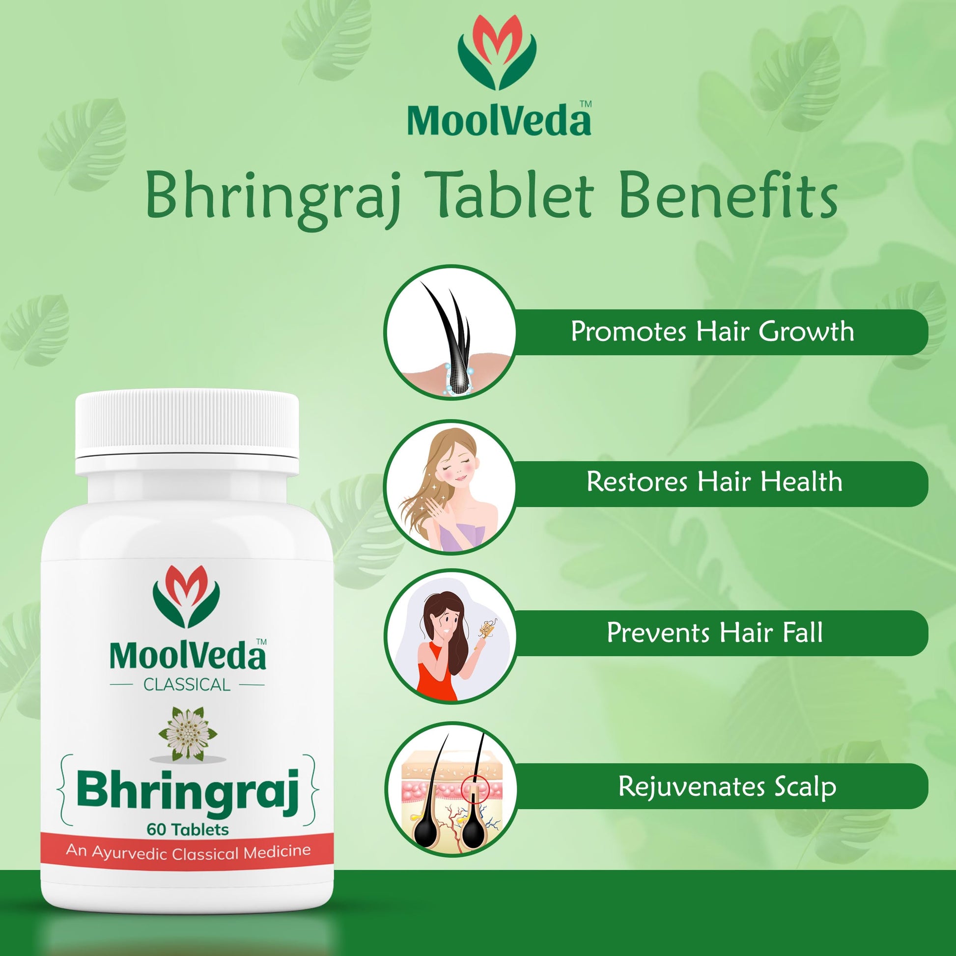 Bhringraj Tablets by Moolveda | Eclipta alba | 500mg (60 Tablets)- image 3