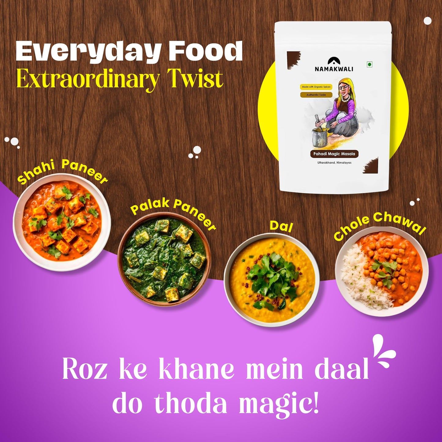 Namakwali Premium Pahadi Magic Mix Masala Hand ground on Ulkhyaari, SharkTank India Product | 100% Organic (100 g (Pack of 1))