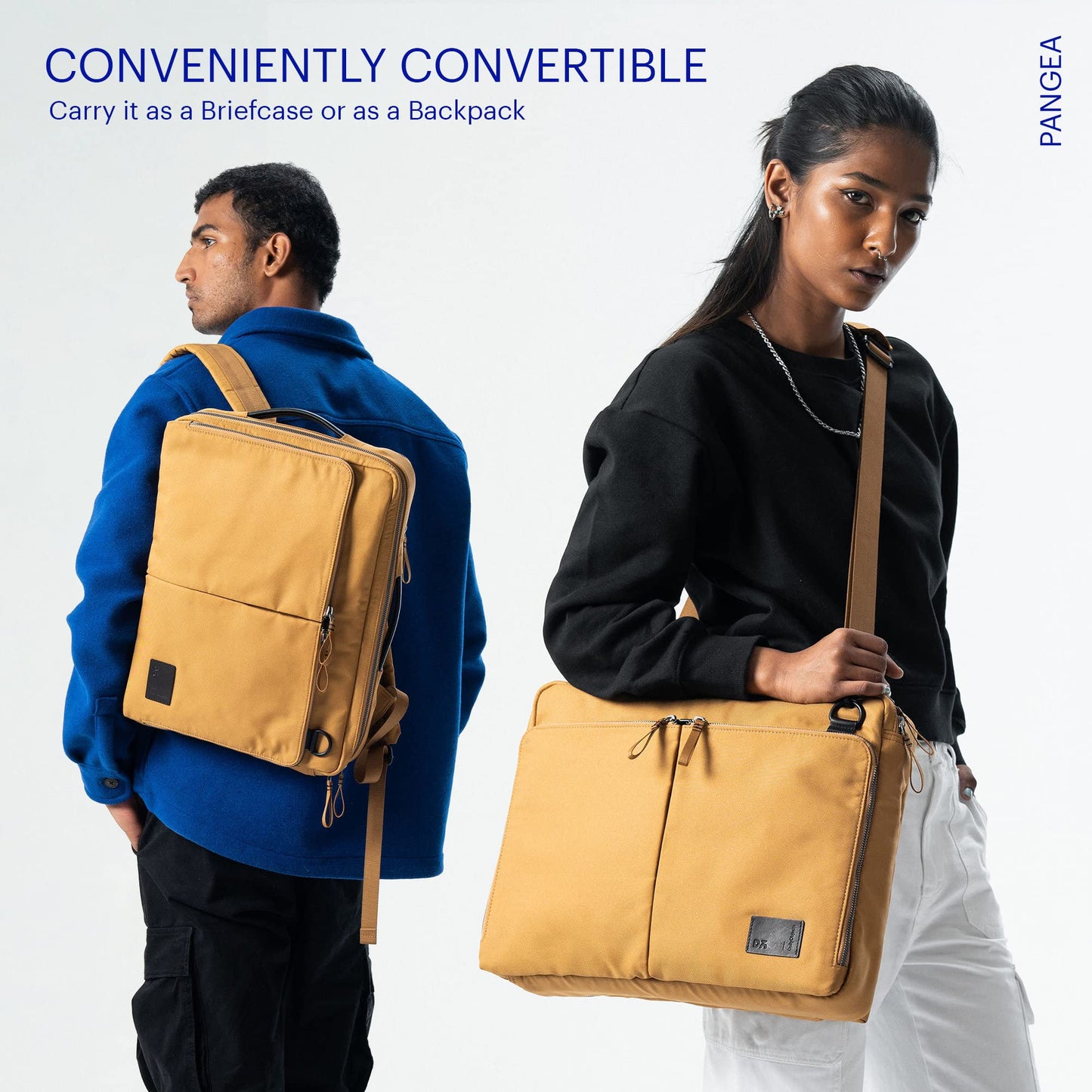 DailyObjects PET Amber Meridian Convertible Briefpack (Backpack + Briefcase) (16L)| 100% Recycled | Fits any Laptop Upto 16 Inch | Lightweight Shoulder Backpack | Multiutility Bag with Trolley Sleeve