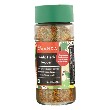 Aamra Garlic Herb Pepper 50g (Mixed Herbs- seasoning for pizzas, pasta, soups, salads)- No preservatives