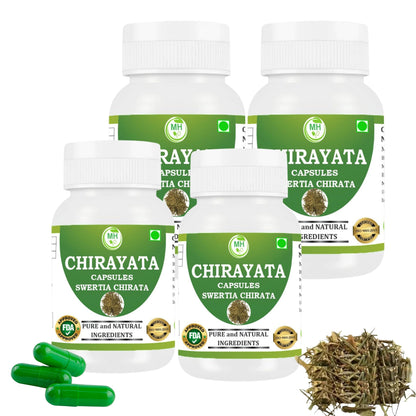 MORSAN HEALTHCARE Chirata herb capsules 500 mg – 60 Veg Capsules x 4 Pack | Swertia Chirata Extract | Herbal Supplement | Gluten-Free & Vegan-Friendly