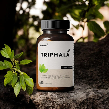 Nutravel Triphala Capsules (500 mg) | Supports Digestive Health & Wellness | 60 Capsules – Pack of 1