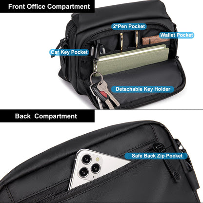 Arctic Hunter Sling Bag for Men Small 2.8L Side Bag Sleek Crossbody Bag for upto 8" iPad Premium Shoulder Bag for Travel Water-resistant Messenger Bag for Office Daily Casual, Black