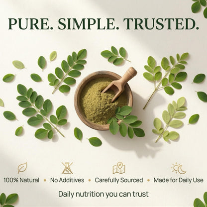 ELPURE Moringa Powder 100g - Pure & Natural Herbal Supplement for Iron, Energy & Daily Nutrition