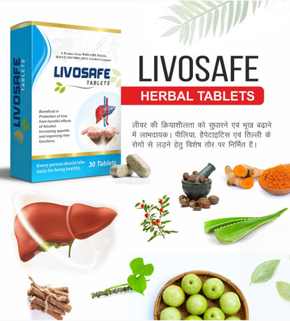 Livosafe Tablets – Herbal Liver Support Supplement – 30 Tablets – Daily Liver Health & Detox Support – Appetite Wellness Formula – Ayurvedic Liver Care Tablets
