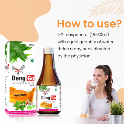 Varah Healthcare Deng-Go Syrup | Herbal Ayurvedic Tonic with Natural Ingredients for Dengue Fever Relief and Seasonal Wellness Support | Ideal Supplement for Daily Routine - 200ml