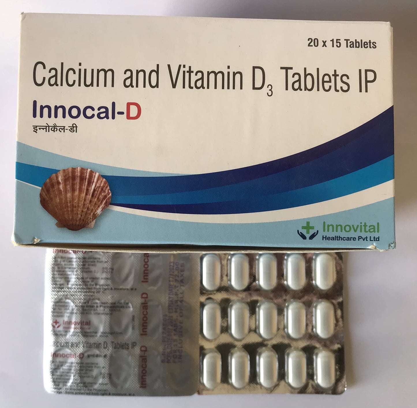 INNOCAL-D 500 Calcium and Vitamin D3 Tablets for stronger Bones & Joints (Pack of 90 Tablets)