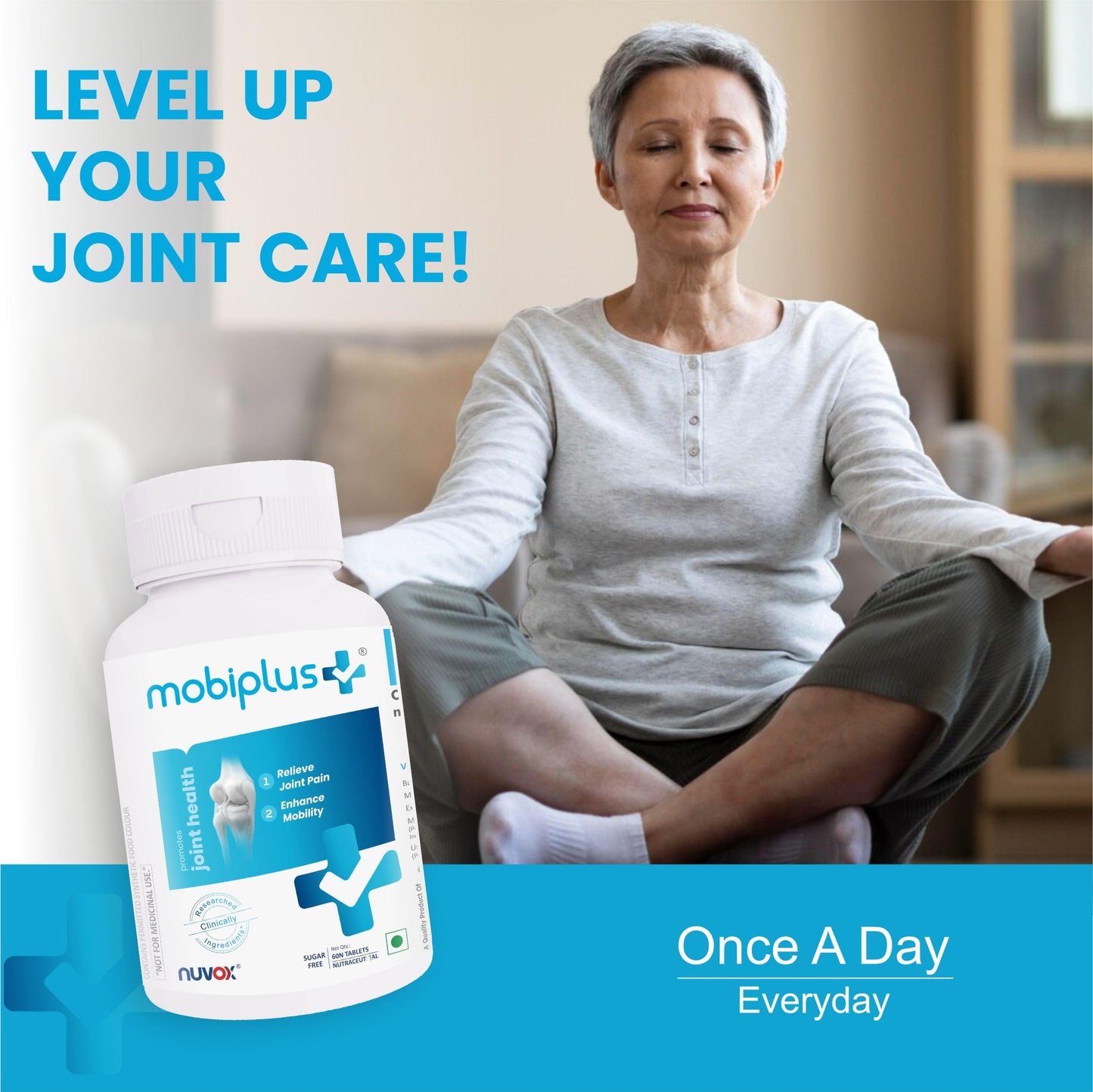 MOBIPLUS – Joint Health Supplement with Veg. Glucosamine, Boswellin, Curcumin C3 Complex & Piperine for Joint Strength, Cartilage Health, Mobility & Flexibility – 60 Tablets