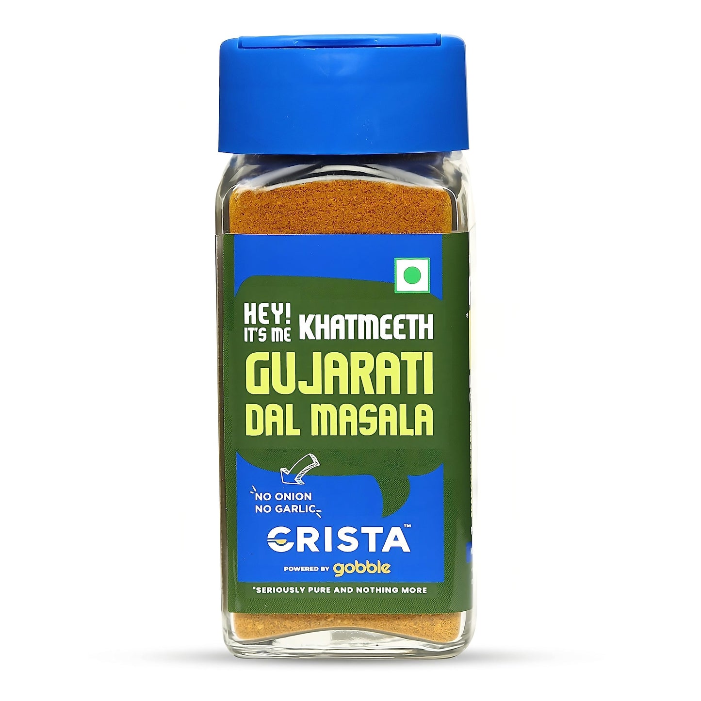 CRISTA KhatMeeth Gujarati Dal Masala Blend | No Onion | No Garlic | Vegan | Low in Sodium | Zero added Colours, Fillers, Additives & Preservatives | 50 gms