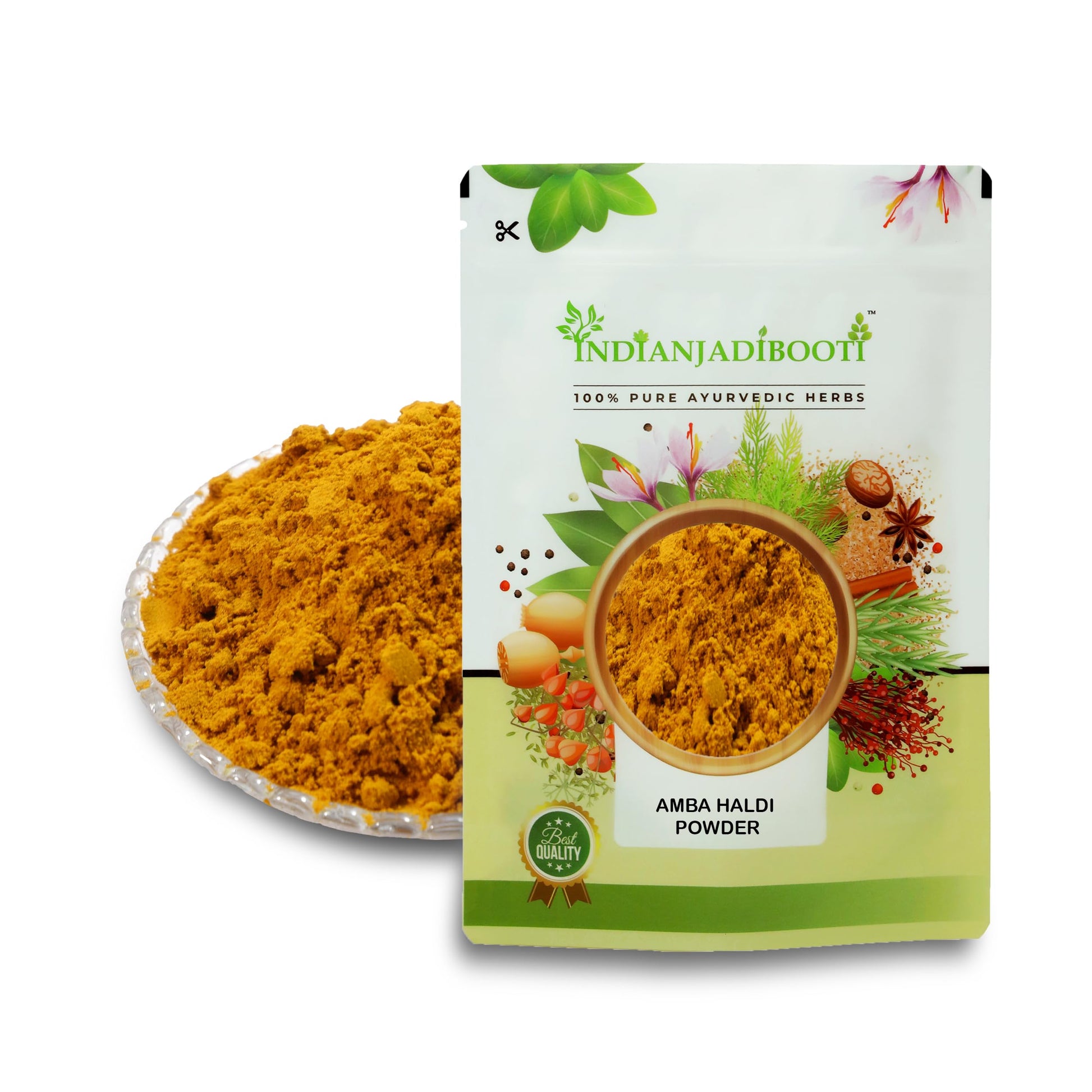 IndianJadiBooti Amba Haldi Powder - Kasturi Turmeric Churn - Curcuma amada (250