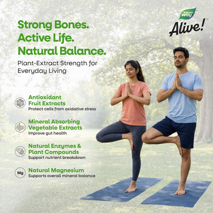 Nature's Way Alive Calcium Bone Support with Vitamin D3,Magnesium and Vitamin K2-7 | Joint and Bone support for Men & Women | Natural Calcium for Strong Bones & Teeth - 60 Veg Tablets