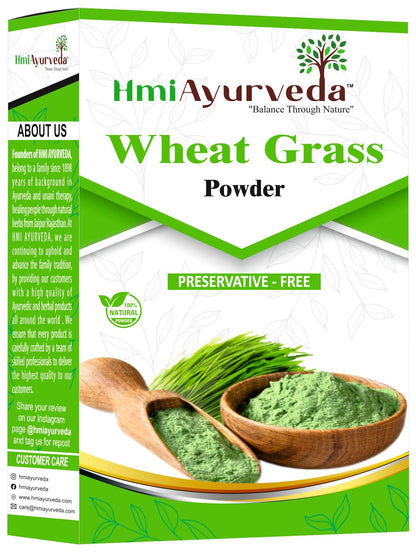 HMI AYURVEDA 100% Natural Wheat Grass Powder (200g) – Pure, Preservative free, Non-GMO
