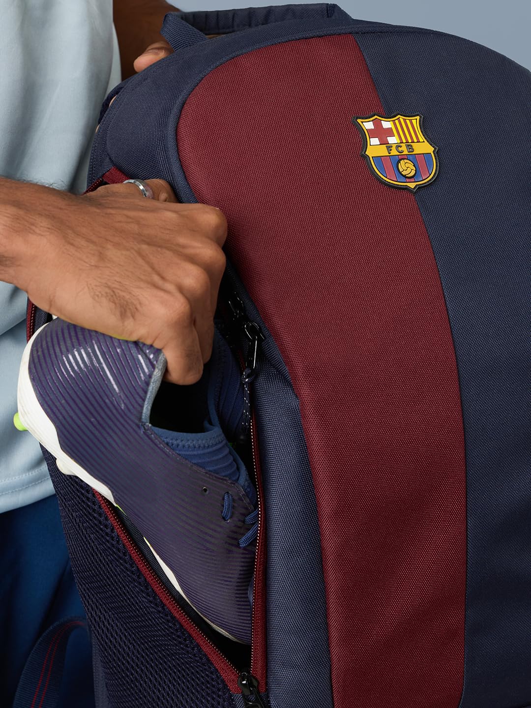 The Souled Store FCB Legacy Backpack – Official FC Barcelona Red & Blue 24L Laptop & College Bag, Travel Daypack for Men & Women
