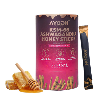 AYODH Pure Ashwagandha KSM66 Honey Sticks – Pack x2