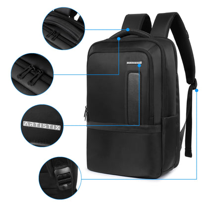 Artistix TechPort Business Backpack For Men 27 L Office Travel Backpack with 16 inch Laptop Compartment Heavy Duty Water-resistant Material Laptop Bag, Black