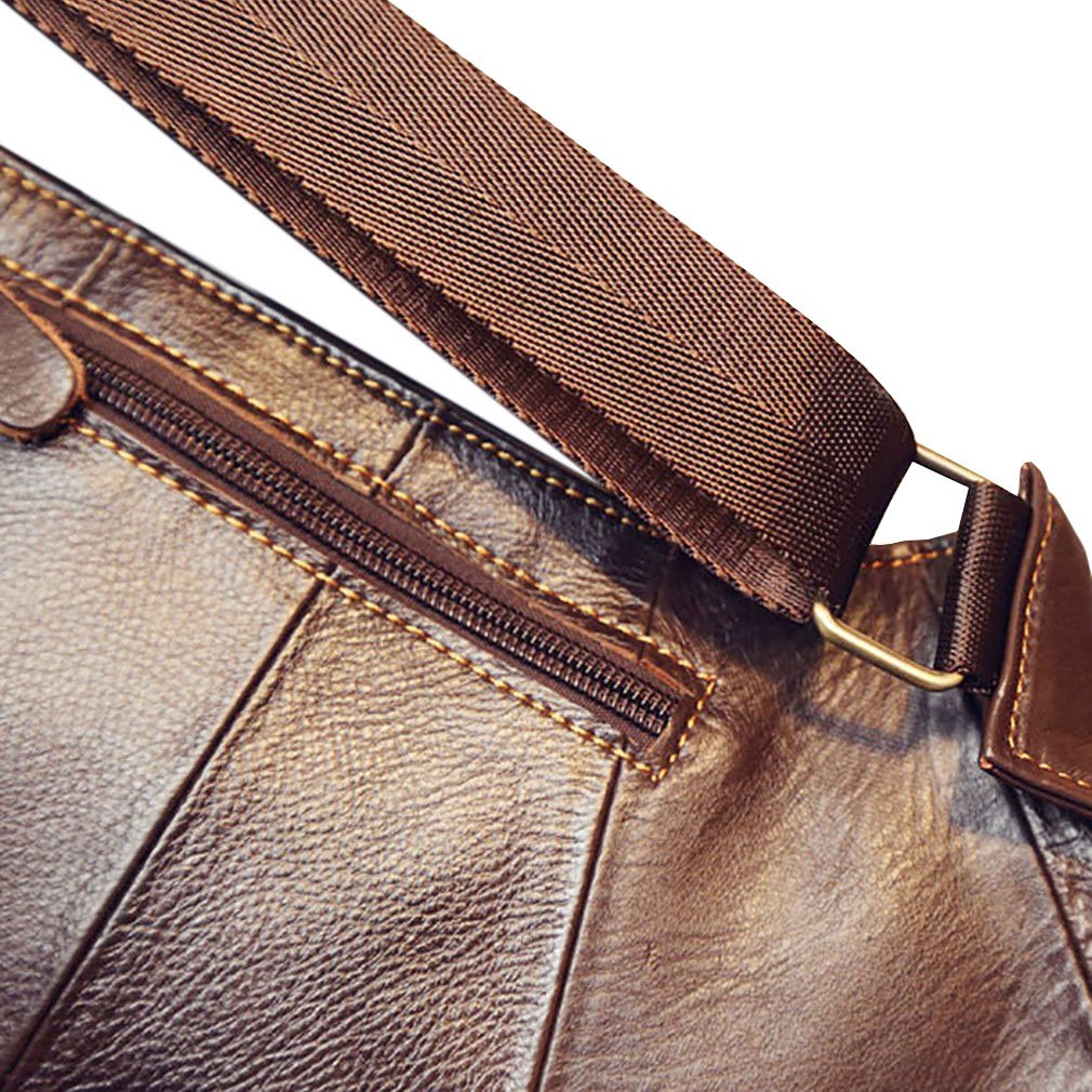 Hebetag Men's Vintage Leather Sling Bag Backpack Crossbody Shoulder Chest Day Pack Backpacks One Size Coffee